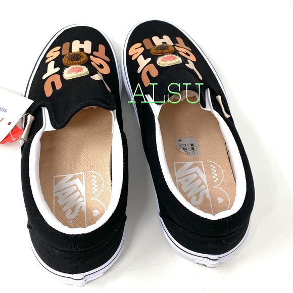 🎁 Santa Class Deal 🎁 VANS Classic Slip On Breast Cancer Canvas Black Women's - Picture 7 of 11